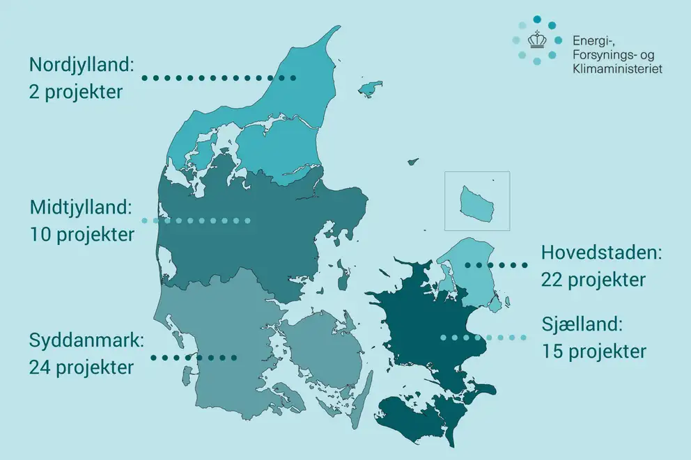 Kort over projekter i Danmark